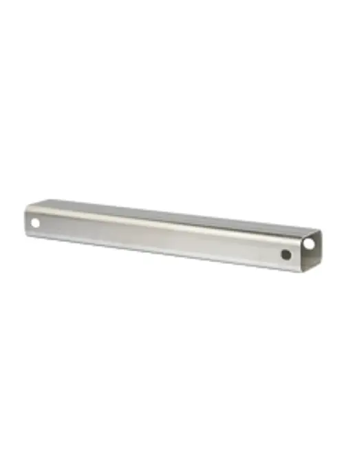 Metallprofil mit einer rechteckigen Querschnittsform, zwei Bohrungen an den Enden, gefertigt aus Edelstahl, präsentiert von der Marke Esdec.