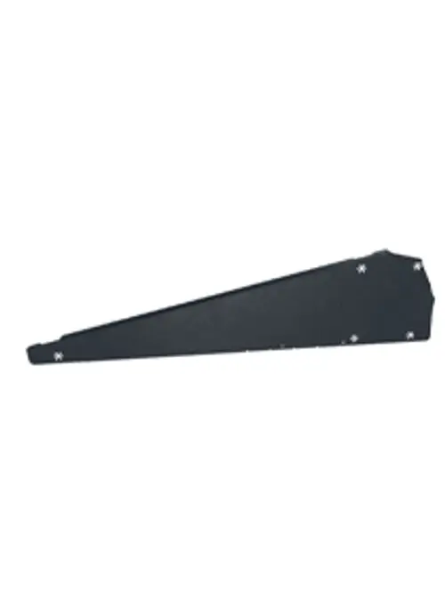 Schwarzer Windabweiser von Esdec, rechte Seite, flache Design mit Befestigungslöchern. Eignet sich für die Montage an Dachsystemen.