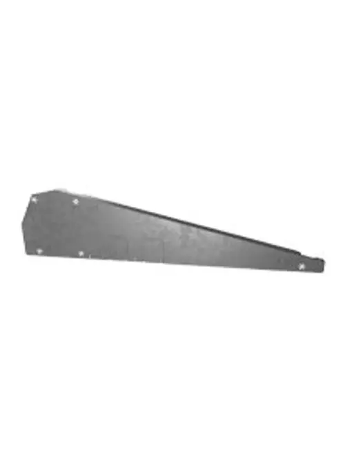 Esdec Windabweiser in flacher Form, links. Metallische Oberfläche mit mehreren Löchern zur Befestigung. Ideal für die Anwendung in Dachsystemen.