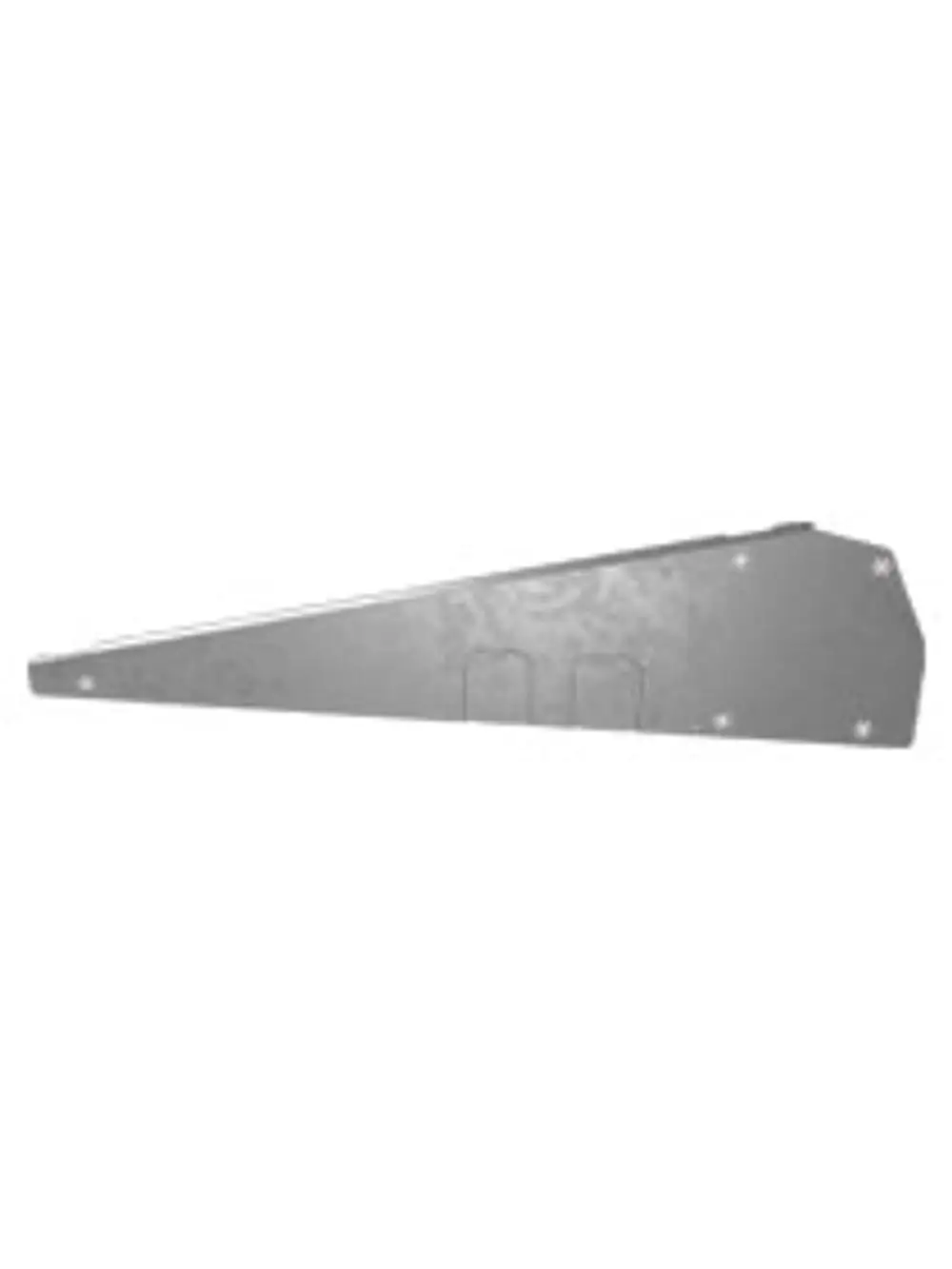 Windabweiser in silberner Farbe, flache Konstruktion, aus Metall, Teil eines Montagesystems von Esdec, zur Verwendung im Bereich von Dachinstallationen.