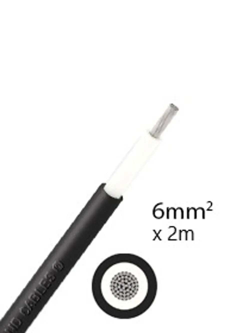 Schwarzes Solarkabel mit einem Durchmesser von 6 mm, ausgestattet mit einem einadrigen Kupferleiter. Abgebildet ist das Produkt von Athilex auf einem weißen Hintergrund.