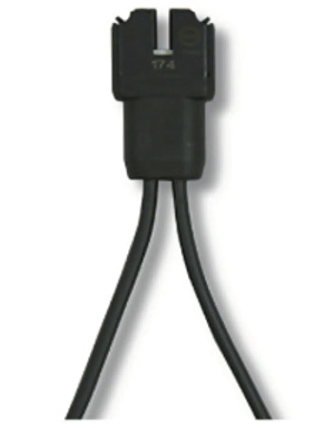 Schwarzer Kabelstecker mit zwei Leitungen, typischerweise verwendet in Verbindung mit Enphase-Systemen zur Verbindung elektrischer Komponenten.