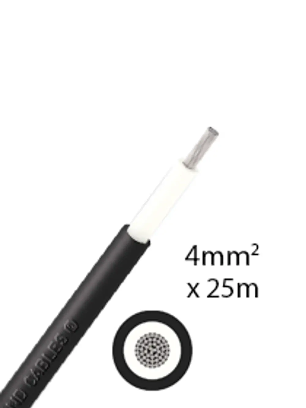 Schwarzes Solarkabel mit einem sichtbaren Kupferleiter. Marke Athilex ist auf dem Kabel eingeprägt. Ideal für elektrische Anwendungen im Freien.