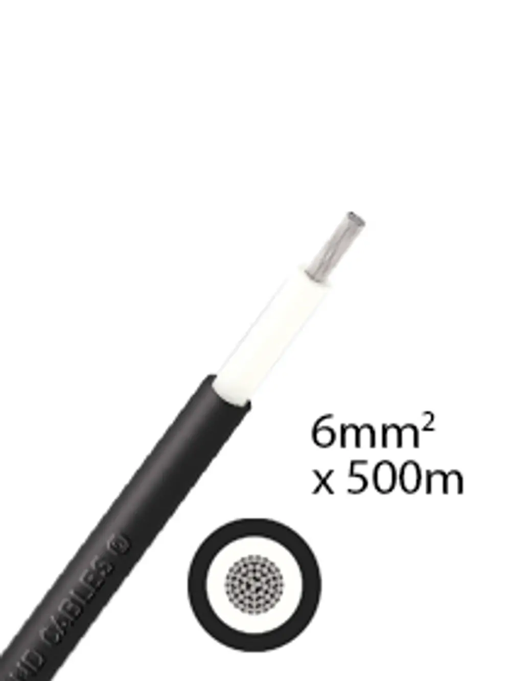 Schwarzes Solarkabel mit einem isolierten Kupferleiter, abgebildet auf weißem Hintergrund, Hersteller Athilex.