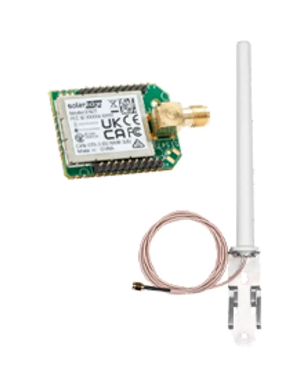 SolarEdge Modul mit Antennenanschluss und externem Antennenkabel für Netzwerkverbindung, Teil eines Heimnetzwerks für ENET-fähige Wechselrichter.