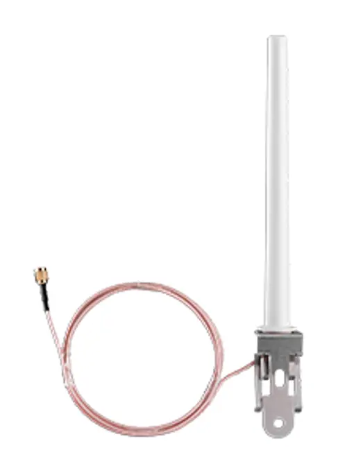 WiFi-Antenne von SolarEdge mit einem runden Anschluss und einem langen Kabel. Die Antenne ist schlank und hat eine weiße, zylindrische Form.