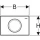 Geberit Betätigungsplatte in geradem Design, mit zentraler Betätigung für Spülstopp oder 1-Mengen-Spülung. Unauffällige matte Oberfläche.