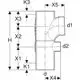 Geberit SILENT-DB20 Doppelabzweig DN90/90/56, technische Zeichnung mit Maßen (H, X1-X5, K1, K3, d, d1, d2).