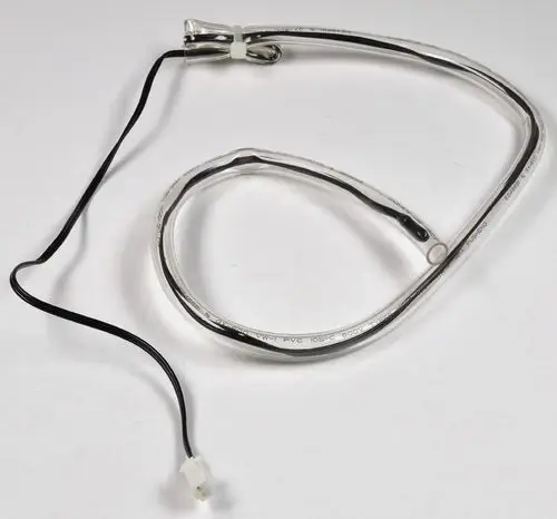 Temperatursensor mit flexibler Verbindung und Steckeranschluss, geeignet für Geräte der Marke Remko. Die Kabelisolierung ist transparent und enthält technische Beschriftungen.