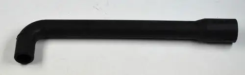 Schwarz gekrümmter Schlauch, geeignet zum Transport von Kondensat. Das Produkt stammt von der Marke Remko.