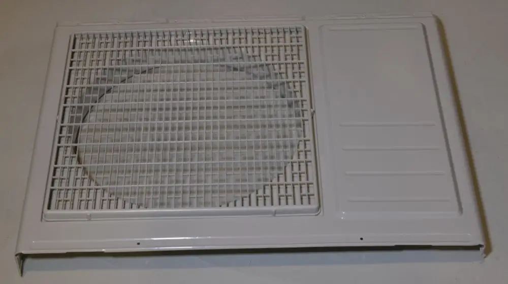 Vorderwand mit Gitter, geeignet für Remko-Geräte. Enthält eine große Netzfläche zur Luftzirkulation und eine seitliche Ablagefläche.