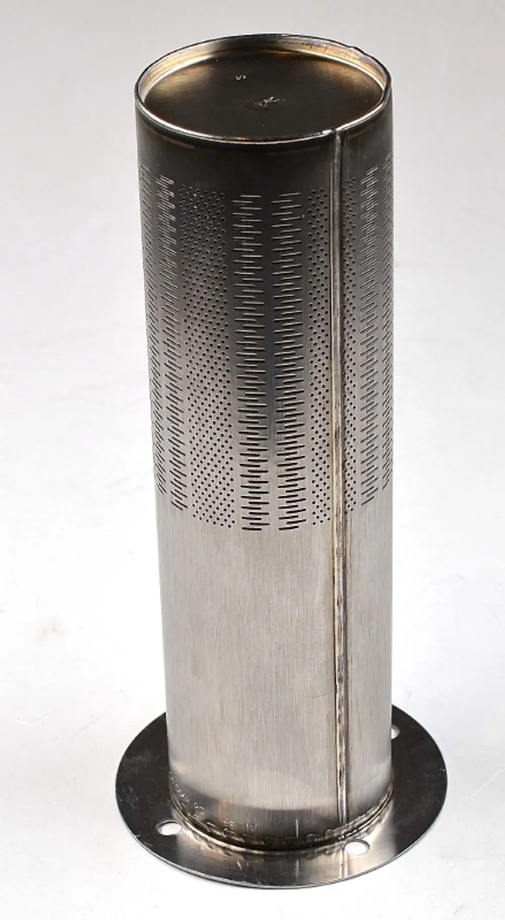 Edelstahl-Gaslanze von Remko, zylindrische Form mit perforierter Oberfläche, flacher Sockel mit Befestigungslöchern, geeignet für industrielle Anwendungen.