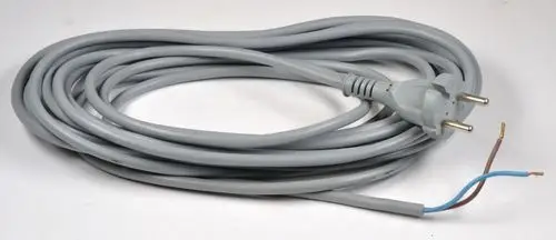 Graues Kabel mit Stecker, teilweise abisoliert, ausgelegt für elektrische Anwendungen, hergestellt von Remko.