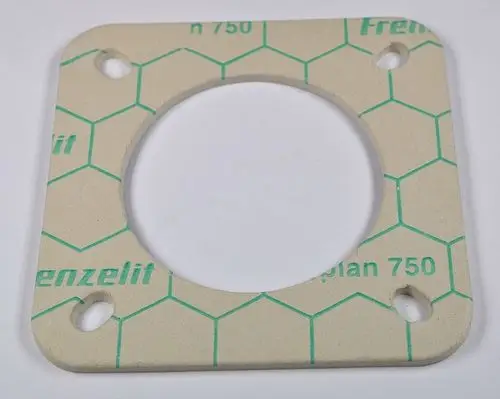 Flanschdichtung aus einem kompakten Material mit einem zentralen Loch und mehreren Befestigungslöchern, hergestellt von Remko.