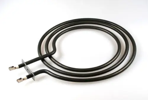Zwei schwarze Heizschlangen mit Metallanschlüssen, geeignet als Heizelement. Produkt von Remko.