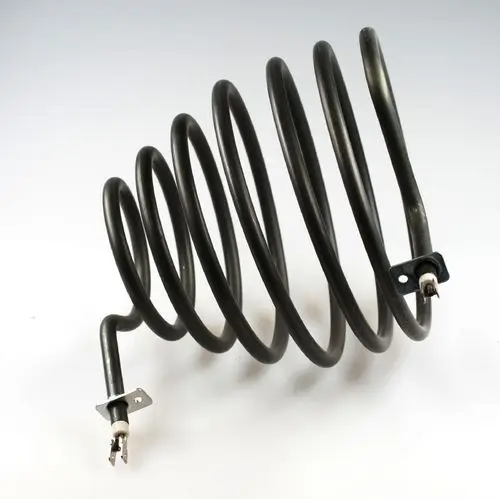 Schwarzer Heizwiderstand mit spiralförmigem Design und elektrischen Anschlüssen, hergestellt von Remko.