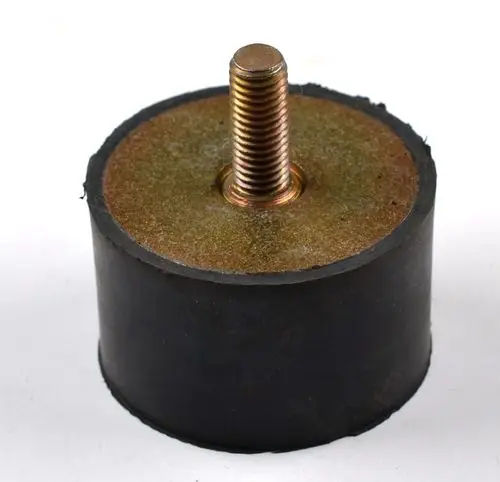 Remko Schwingungsdämpfer, zylindrische Form mit metallischer Oberseite und Gewinde in der Mitte, zur Dämpfung von Vibrationen.