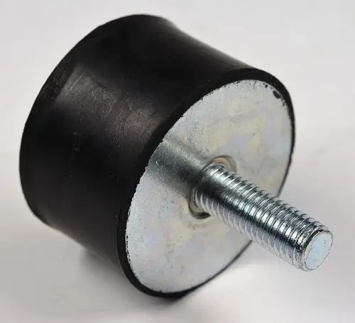 Schwingungsdämpfer von Remko, mit einer runden Gummistützfläche und einem Gewindestift in der Mitte, zur vibrationsdämpfenden Montage geeignet.