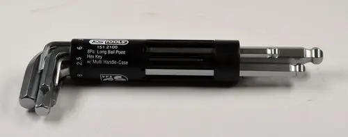 Innensechskantschlüssel mit Kugelkopf, in einem kompakten Halter, präsentiert von der Marke Remko. Werkzeug für vielfältige Anwendungen in mechanischen Arbeiten.