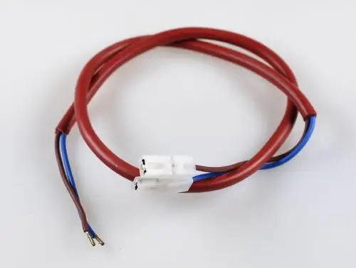 Thermostatkabel mit zwei Anschlusssteckern, rot und blau plastifiziert, geeignet für den Einsatz in Geräten der Marke Remko.