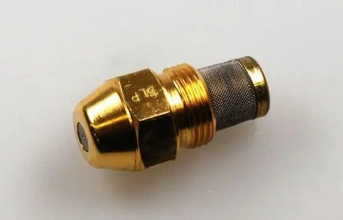 Öldüse aus Messing mit einem feinen Filtergitter, hergestellt von Remko. Die Düse hat eine konische Form und eine Öffnung an der Spitze.