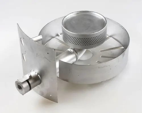 Gasbrenner in silberner Metallausführung, mit einem runden Brennerkopf und seitlichem Anschluss, hergestellt von Remko.