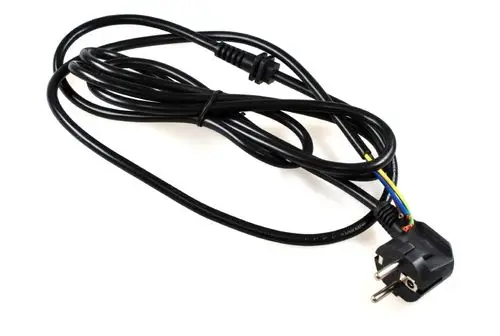 Netzkabel mit Stecker, mit drei Leitungen in verschiedenen Farbcodes, geeignet für Remko Geräte. Der Stecker hat zwei runde Pins und einen Schutzkontakt.