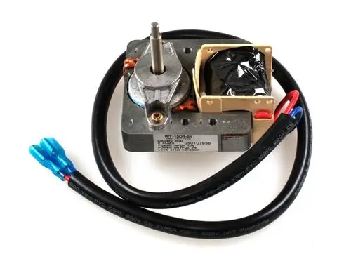 Kondensatmotor mit einem elektrischen Antrieb, Verbindungskabel, und roten sowie blauen Anschlussklemmen, produziert von Remko.