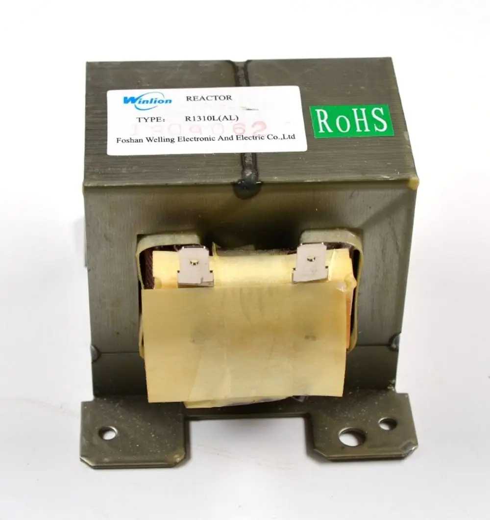 Drosselspule von Winlion mit Metallgehäuse und Anschlussklemmen, geeignet für elektronische Anwendungen, gekennzeichnet mit RoHS-Label.