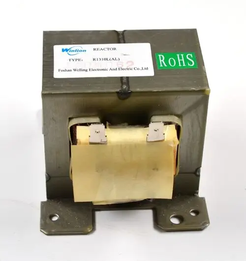 Drosselspule von Winlion mit Metallgehäuse und Anschlussklemmen, geeignet für elektronische Anwendungen, gekennzeichnet mit RoHS-Label.