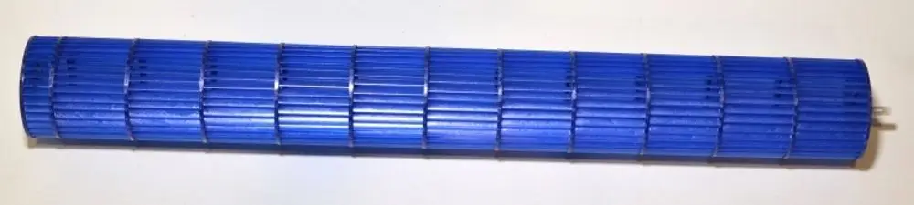 Blaue, zylindrische Komponente mit horizontalen Rillen, die für die Verwendung bei Ventilatoren von Remko bestimmt ist.