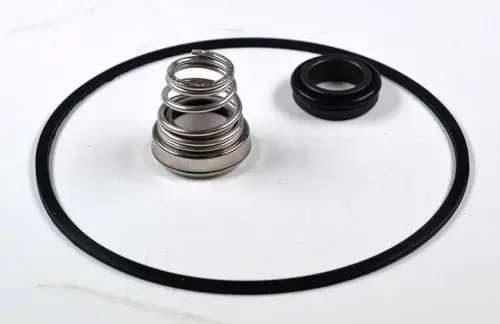 Remko Gleitringdichtung aus Metall und Kunststoff, bestehend aus einer Feder, einer Dichtfläche und einem O-Ring, auf weißem Untergrund angeordnet.