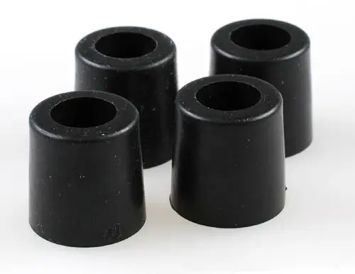 Schwarze Gummistopper in konischer Form, geeignet für verschiedene Anwendungen, angeordnet in einem Satz. Produkt von Remko.
