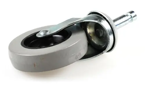 Grau beschichtete Lenkrolle mit einem schwarzen Rad und metallischer Halterung, hergestellt von Remko, geeignet für den Einsatz an Möbeln oder Geräten.