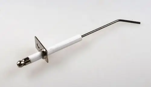 Remko Zündelektrode mit einem metallischen Anschluss und einem weißen isolierten Körper, geeignet für die Verwendung in bestimmten Heizsystemen.