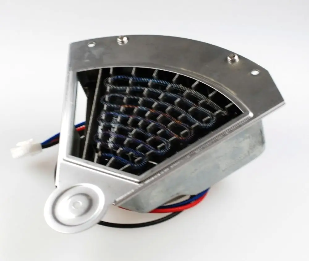 Heizelement von Remko, metallische Bauweise mit spiralförmigen Wärmeleitungen und elektrischen Anschlüssen, ausgelegt für Heizapplikationen.
