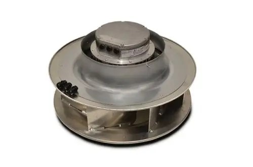 Remko Ventilator mit runder Metallstruktur, zentralem Motor und seitlichen Anschlüssen für Luftzirkulation. Geeignet für verschiedene Belüftungsanwendungen.