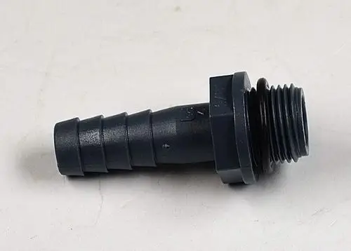Schlauchtülle aus Kunststoff mit Gewindeanschluss und O-Ring. Geeignet für Verwendung mit Remko Produkten zur sicheren Verbindung von Schläuchen.