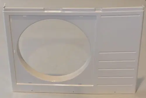 Vorderwand aus weißem Kunststoff mit rundem Öffnungsbereich, geeignet für Remko-Geräte, seitliche Rillenstruktur zur besseren Handhabung, auf neutralem Hintergrund.