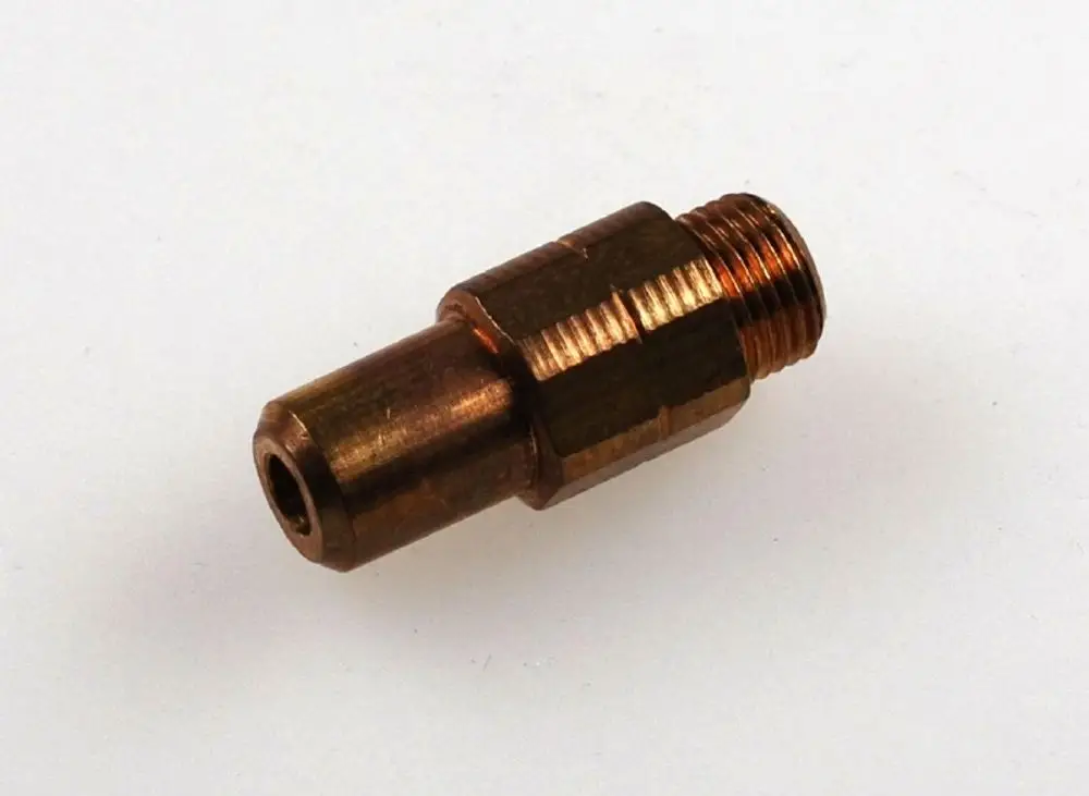 Bronzene Düse mit Gewinde und runder Öffnung, verwendet in Heizungsanwendungen, möglicherweise passend für Geräte von Remko.