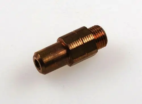 Bronzene Düse mit Gewinde und runder Öffnung, verwendet in Heizungsanwendungen, möglicherweise passend für Geräte von Remko.