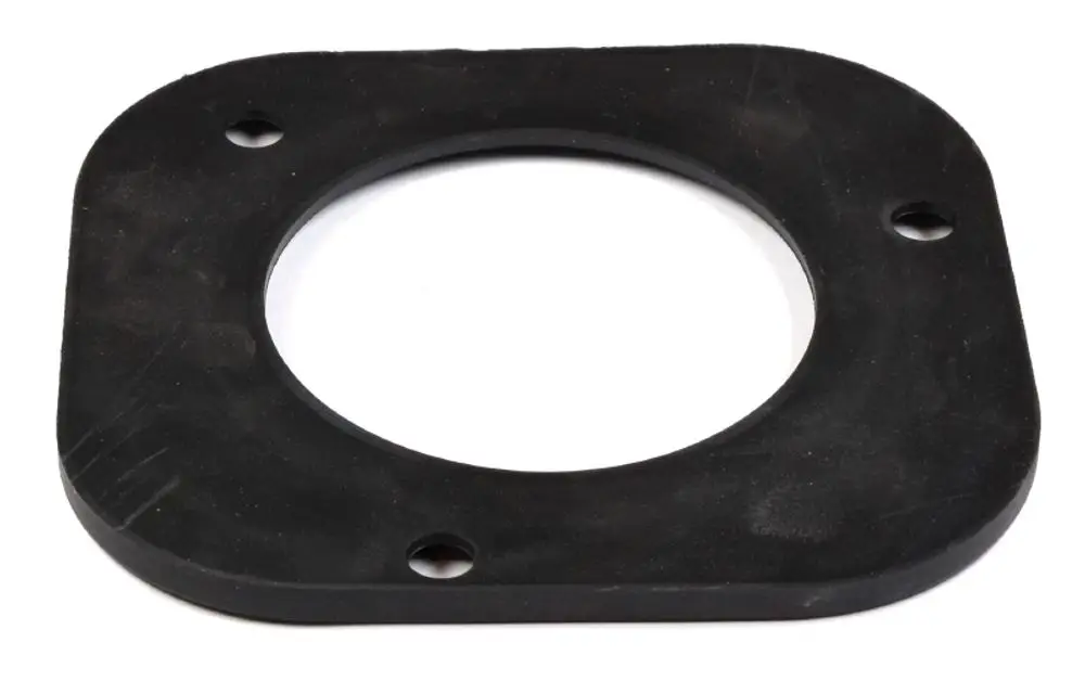 Dichtung in rechteckiger Form aus schwarzem Material mit einem zentralen Loch und mehreren Befestigungslöchern, verwendet in Anwendungen von Remko.