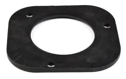 Dichtung in rechteckiger Form aus schwarzem Material mit einem zentralen Loch und mehreren Befestigungslöchern, verwendet in Anwendungen von Remko.