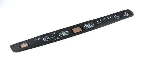 Schwarze Tastaturfolie mit Tasten für Steuerung und Funktionen. Sie ist für das Gerät von Remko ausgelegt und zeigt verschiedene Symbole und Funktionen an.