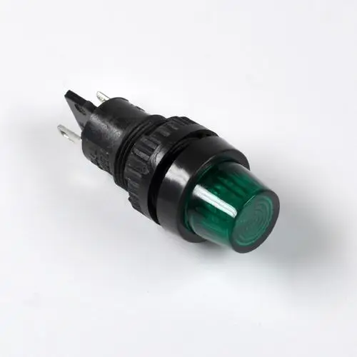 Signalleuchte mit grünem Glasoberteil und zwei Anschlussstiften. Produkt von Remko, geeignet für unterschiedliche elektronische Anwendungen.