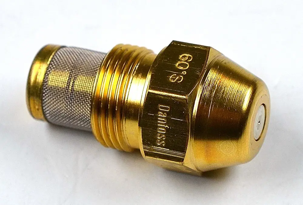 Danfoss Öldüse mit metallischem Gehäuse und feinem Filtergitter. Produkt ist ein Zubehörteil von Remko für Heizsysteme.