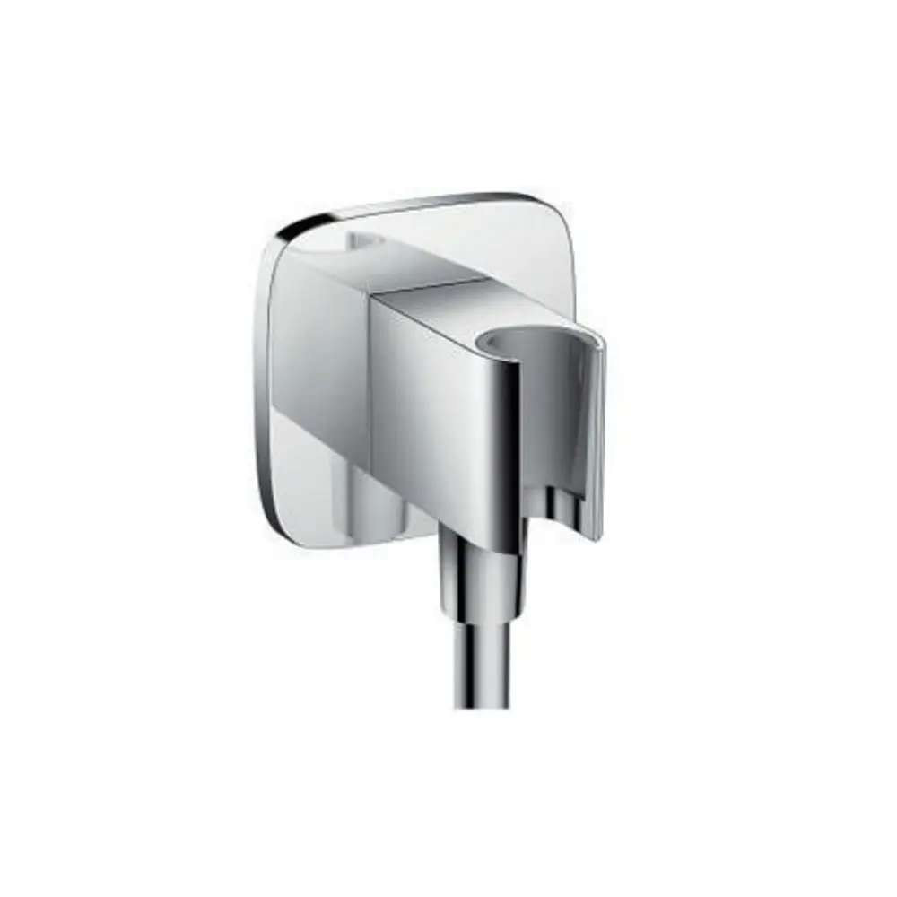 Brausehalter von Hansgrohe, in chrom, mit fixer Halteposition. Das Design ist schlicht und funktional, geeignet für die Montage an Wandflächen.