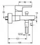 Diagramm einer Hansa-Wannenbatterie. Seitenansicht mit verschiedenen Maßen und Anschlüssen, einschließlich G1/2, für Wandmontage.