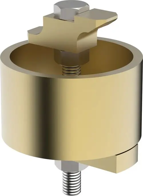 Goldfarbener, zylindrischer Werkzeughalter mit Gewinde und einer oben angebrachten Stellschraube, hergestellt von HANSA.