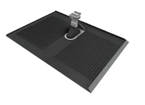 Schwarze Platte mit geriffelter Oberfläche und zentralem Halter, geeignet für die Montage. Produkt von SL Rack.